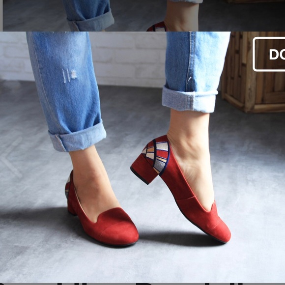 Low Heel Embroidered Loafers— NWOT - Picture 3 of 13